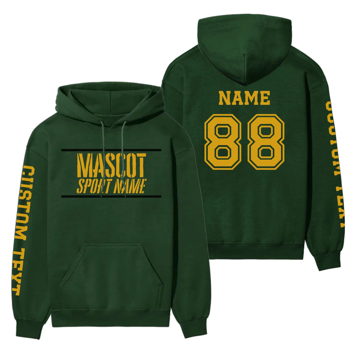 Custom School Spirit on a Hoodie With Mascot and Sport With Stencil Design on a Hoodie