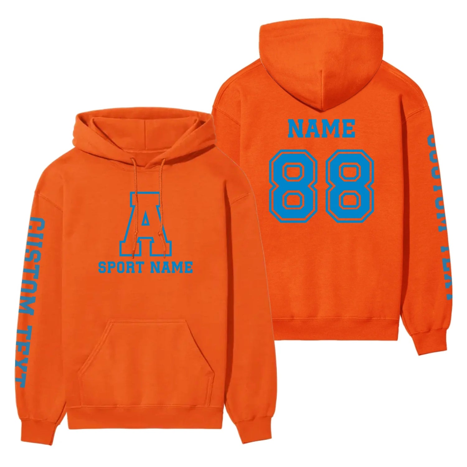 Custom School Spirit on a Hoodie With Initial & Sport With Classic Letter Block Design on a Hoodie