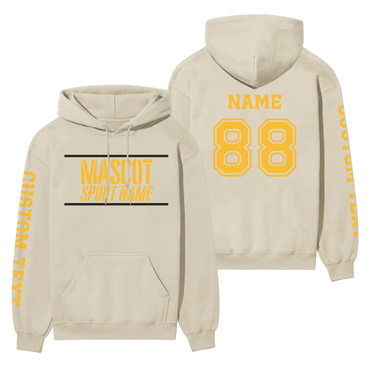 Custom School Spirit on a Hoodie With Mascot and Sport With Stencil Design on a Hoodie