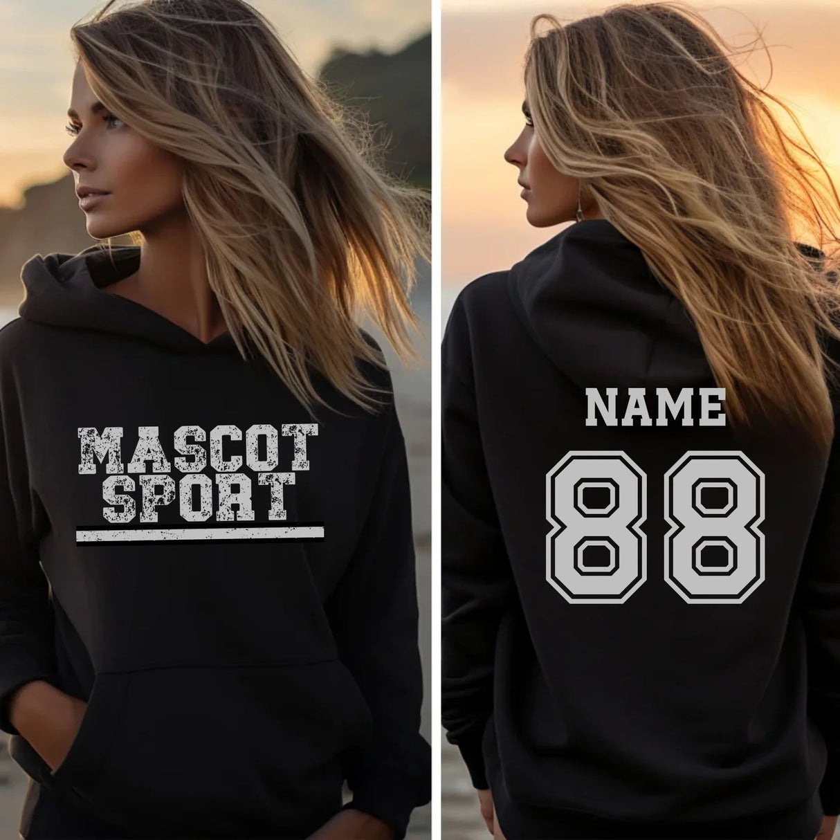 Custom School Spirit on a Hoodie With Mascot and Sport with Grunge Design on a Hoodie