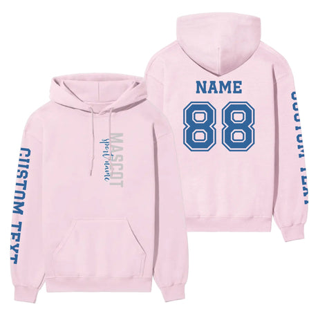 Custom School Spirit on a Hoodie With Mascot & Sport Name With Modern Vertical Design on a Hoodie