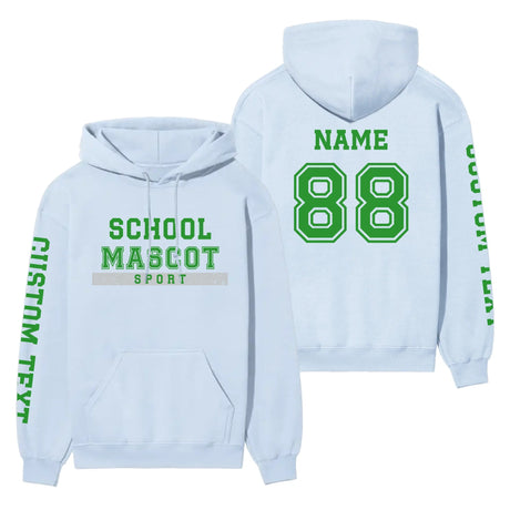 Custom School Spirit on a Hoodie With Mascot & Sport Name With Bold Varsity Design on a Hoodie