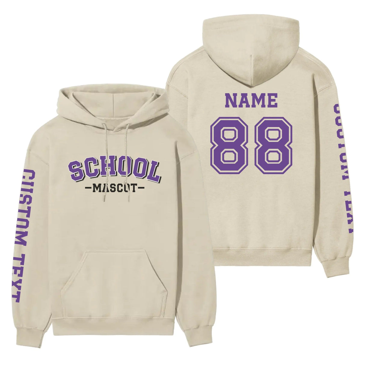 Custom School Spirit on a Hoodie With School and Mascot Name With Classic Arch Design on a Hoodie
