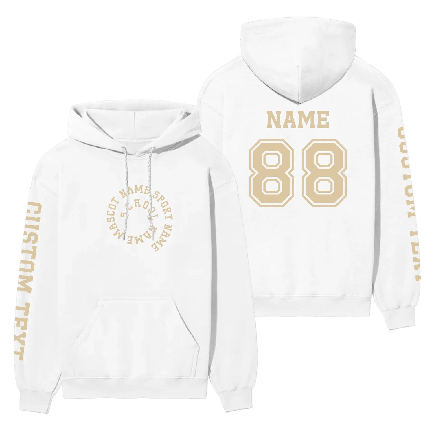 Custom School Spirit on a Hoodie With Spiral Text Design on a Hoodie