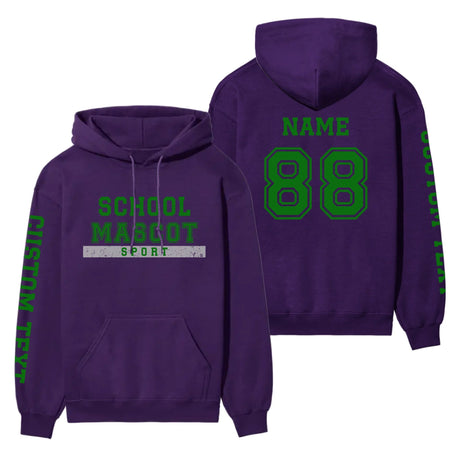 Custom School Spirit on a Hoodie With Mascot & Sport Name With Bold Varsity Design on a Hoodie