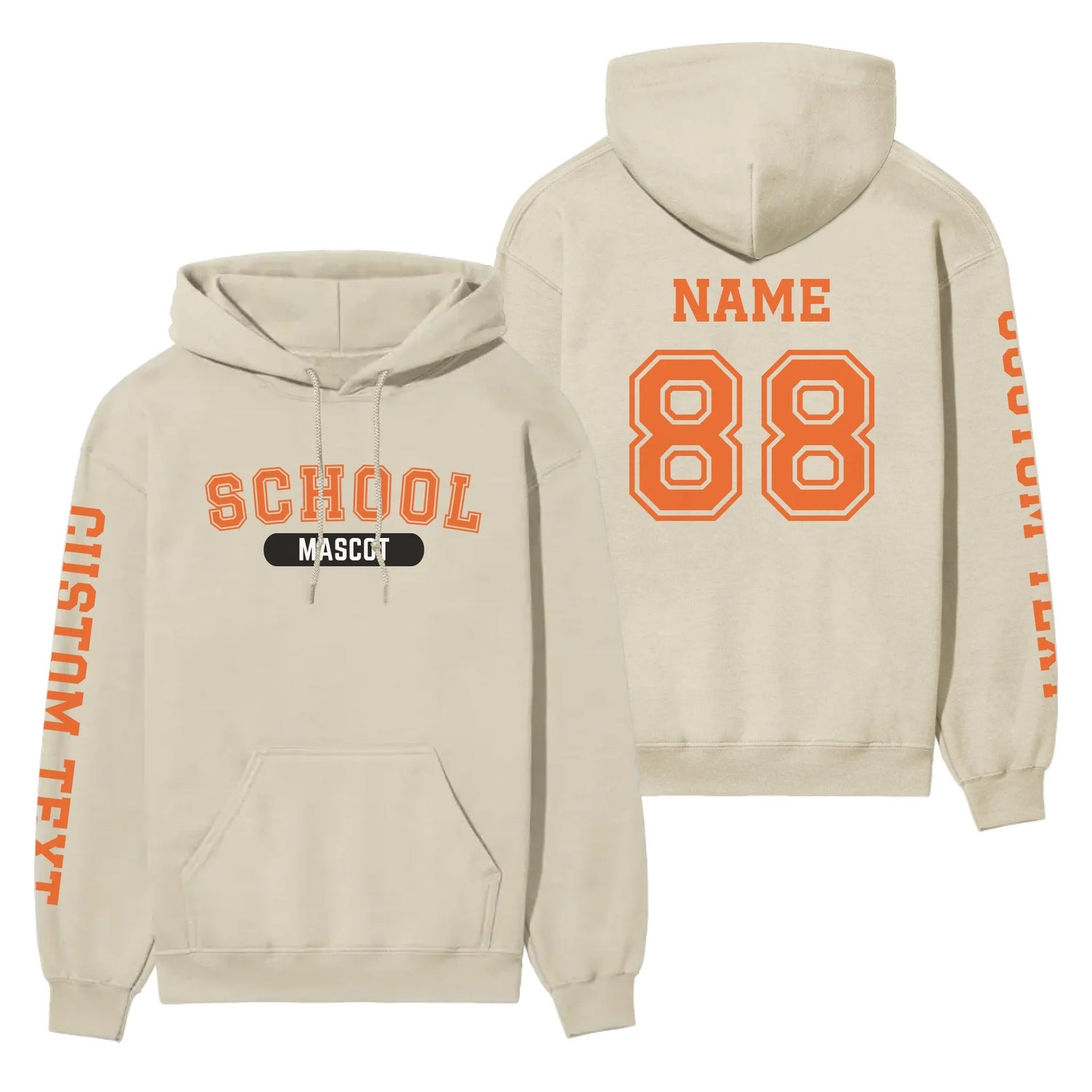 Custom School Spirit on a Hoodie With School and Mascot With Classic Design on a Hoodie