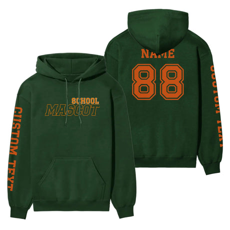 Custom School Spirit on a Hoodie With School and Mascot with Outline Design on a Hoodie