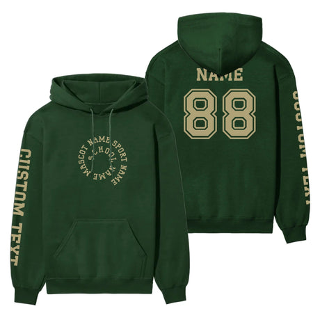 Custom School Spirit on a Hoodie With Spiral Text Design on a Hoodie