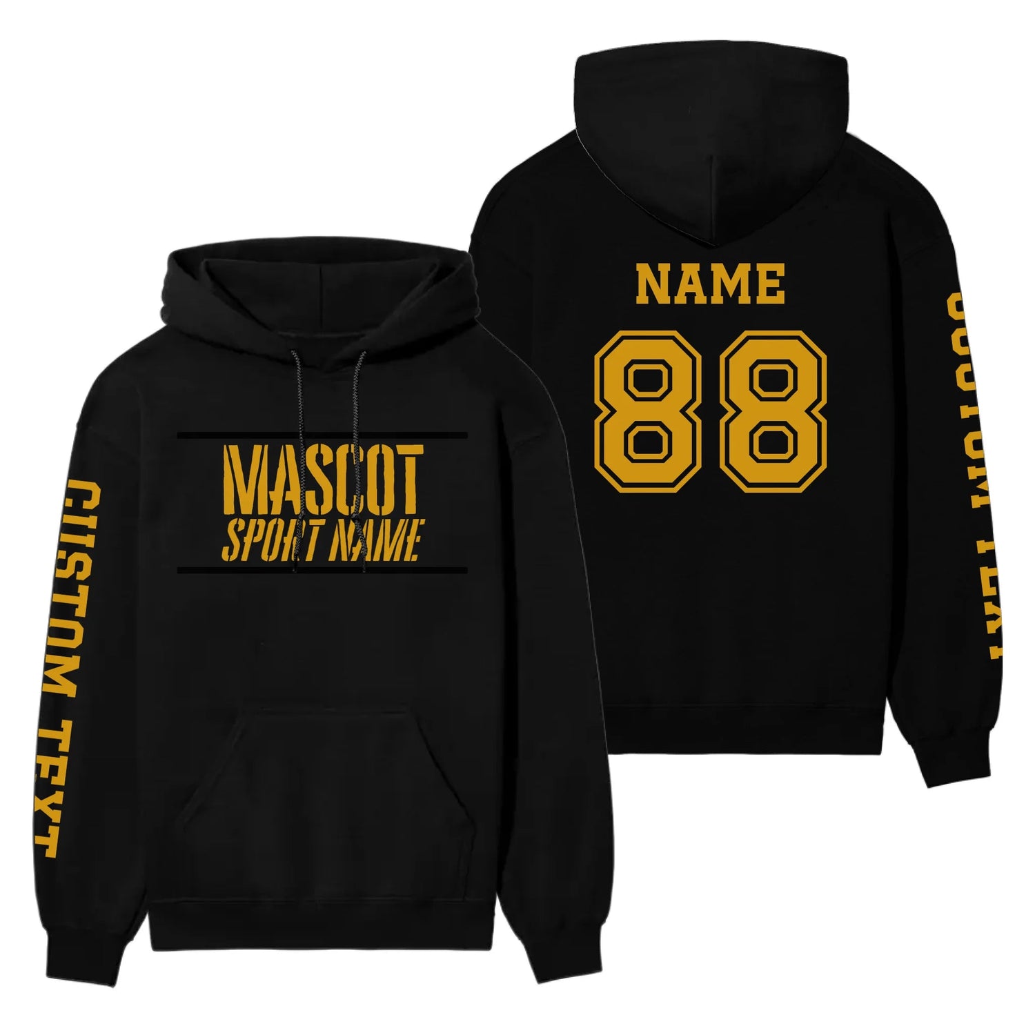 Custom School Spirit on a Hoodie With Mascot and Sport With Stencil Design on a Hoodie