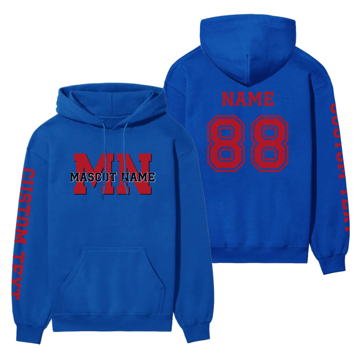 Custom School Mascot on a Hoodie With Initials and Mascot Name on a Hoodie