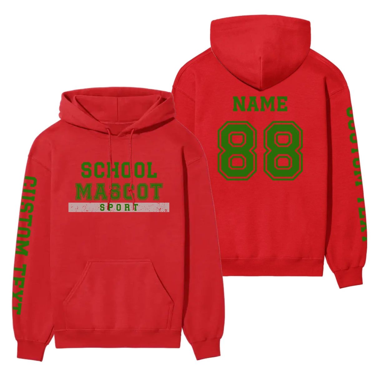 Custom School Spirit on a Hoodie With Mascot & Sport Name With Bold Varsity Design on a Hoodie