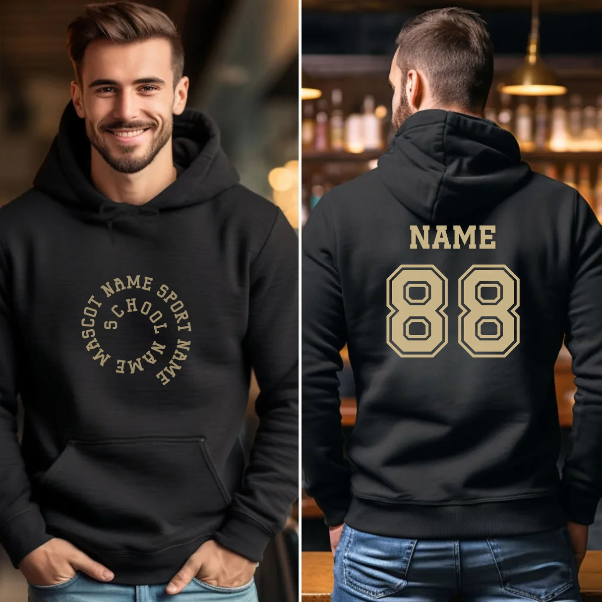 Custom School Spirit on a Hoodie With Spiral Text Design on a Hoodie