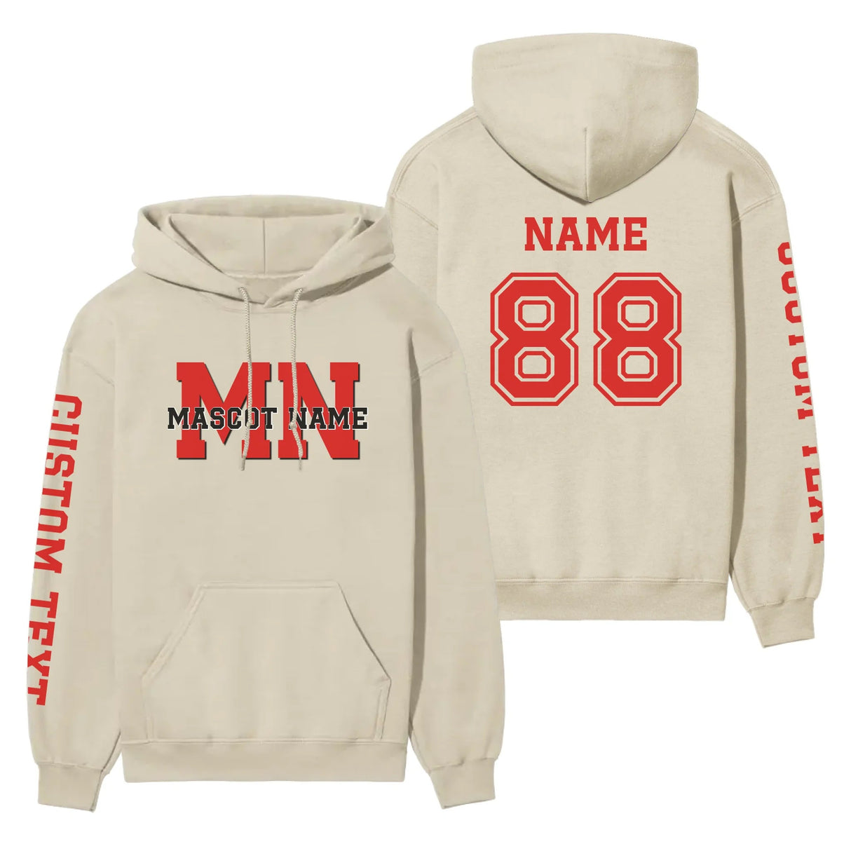 Custom School Mascot on a Hoodie With Initials and Mascot Name on a Hoodie