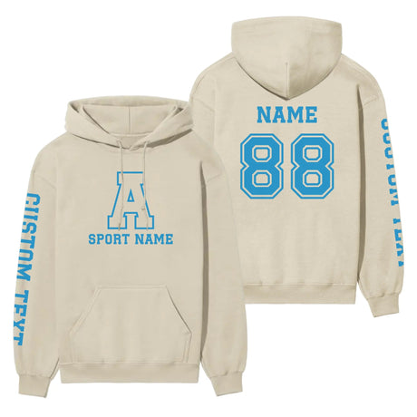 Custom School Spirit on a Hoodie With Initial & Sport With Classic Letter Block Design on a Hoodie