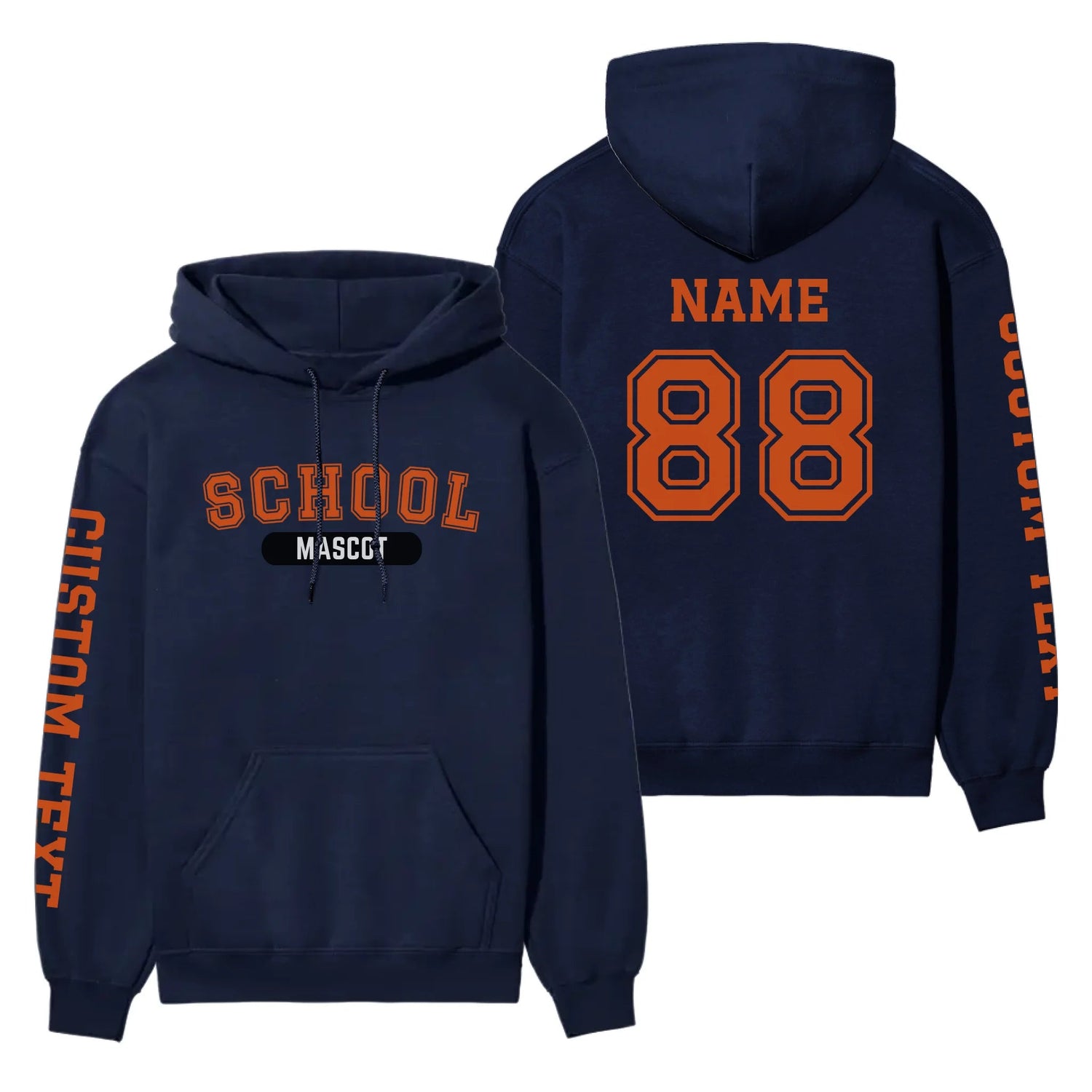 Custom School Spirit on a Hoodie With School and Mascot With Classic Design on a Hoodie