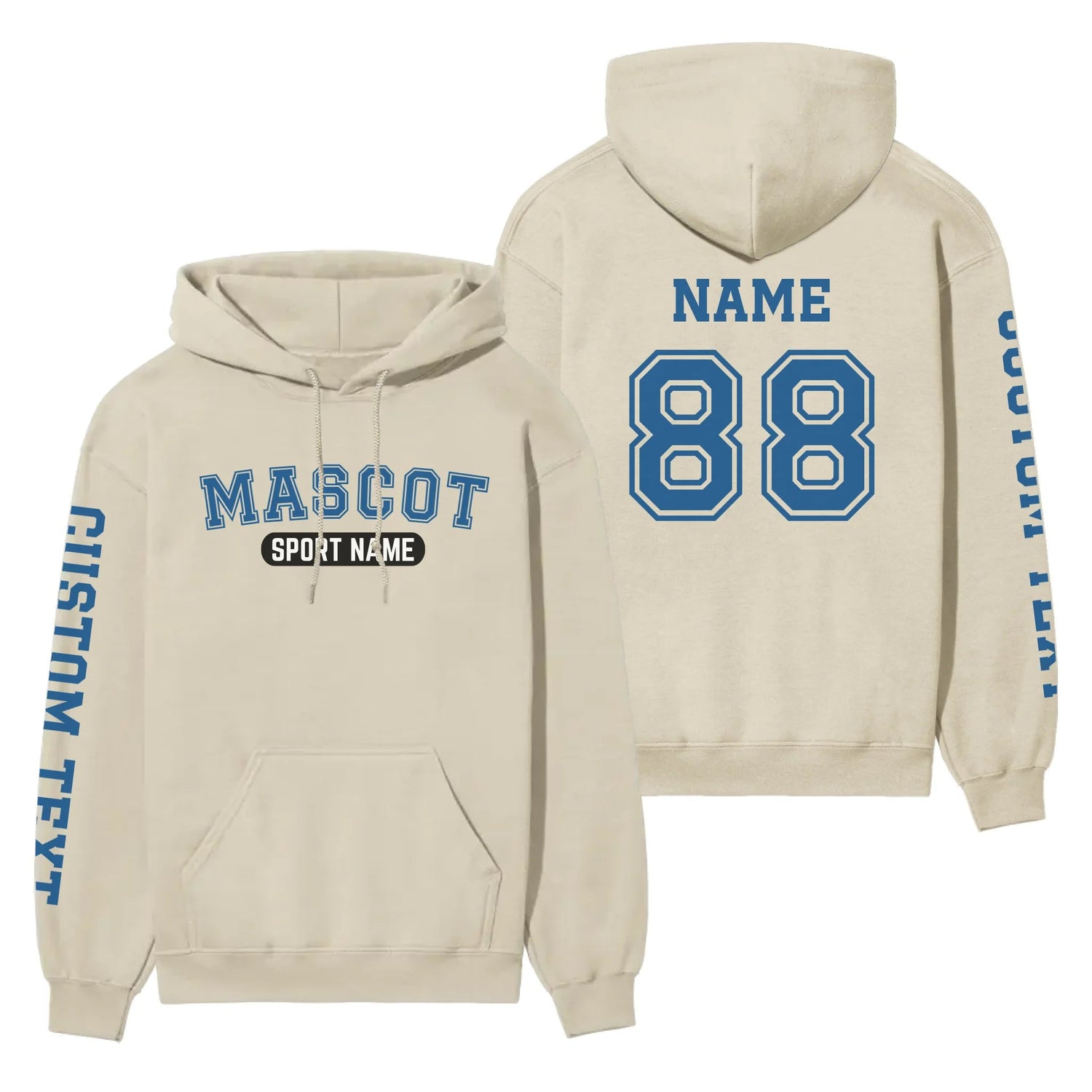 Custom School Spirit on a Hoodie With Mascot and Sport With Classic Design on a Hoodie