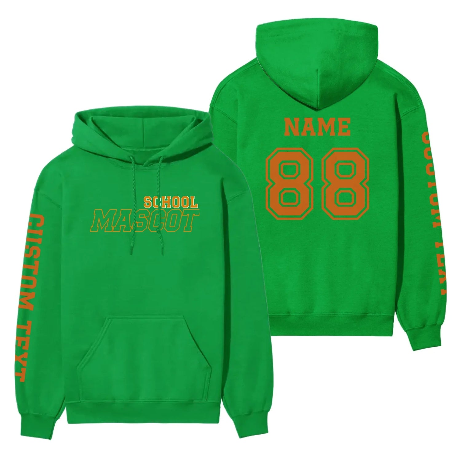 Custom School Spirit on a Hoodie With School and Mascot with Outline Design on a Hoodie