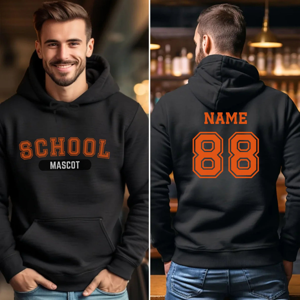 Custom School Spirit on a Hoodie With School and Mascot With Classic Design on a Hoodie