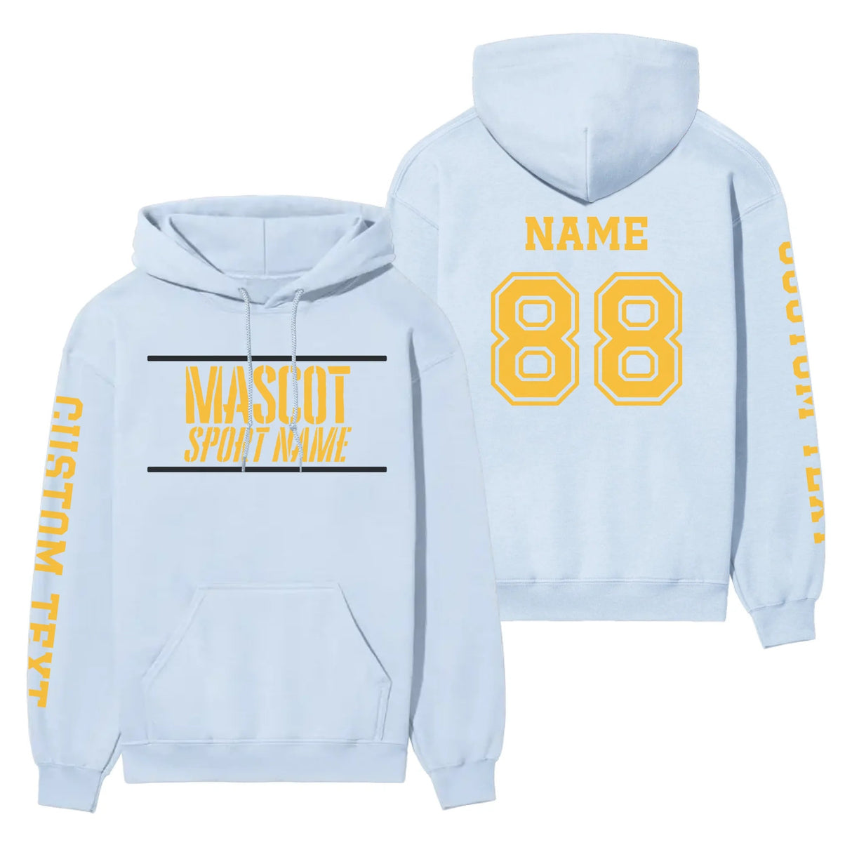 Custom School Spirit on a Hoodie With Mascot and Sport With Stencil Design on a Hoodie