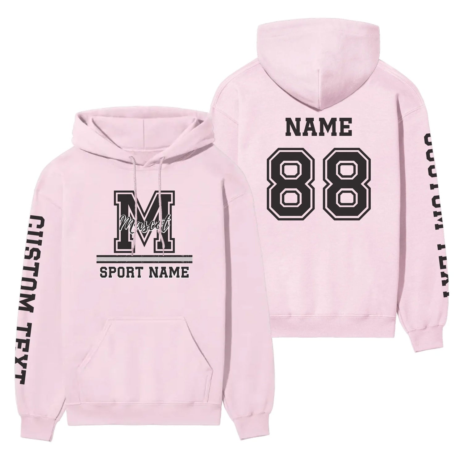 Custom School Mascot on a Hoodie With Large Initial, Mascot & Sport Name on a Hoodie
