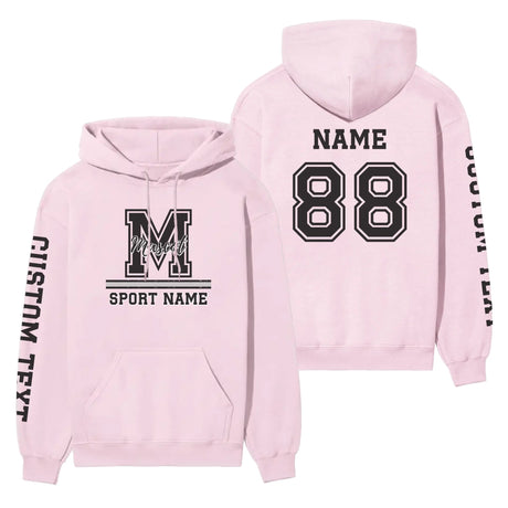 Custom School Mascot on a Hoodie With Large Initial, Mascot & Sport Name on a Hoodie
