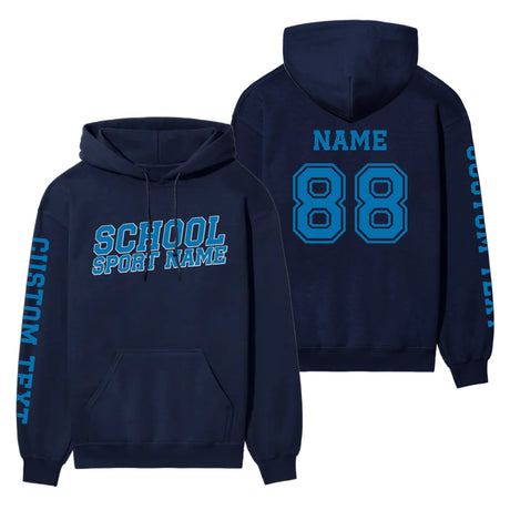 Custom School Spirit on a Hoodie With School and Mascot Name With Slanted Block Varsity Design on a Hoodie