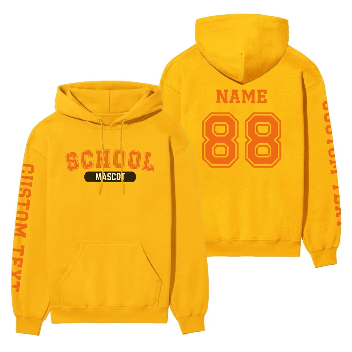 Custom School Spirit on a Hoodie With School and Mascot With Classic Design on a Hoodie