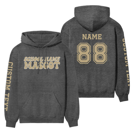 Custom School Spirit on a Hoodie With School and Mascot Name With Retro Design on a Hoodie