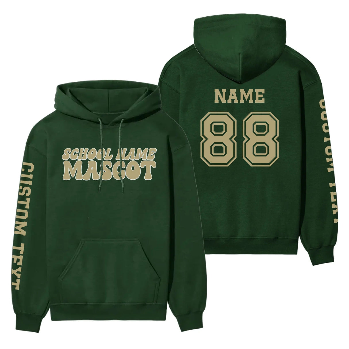 Custom School Spirit on a Hoodie With School and Mascot Name With Retro Design on a Hoodie