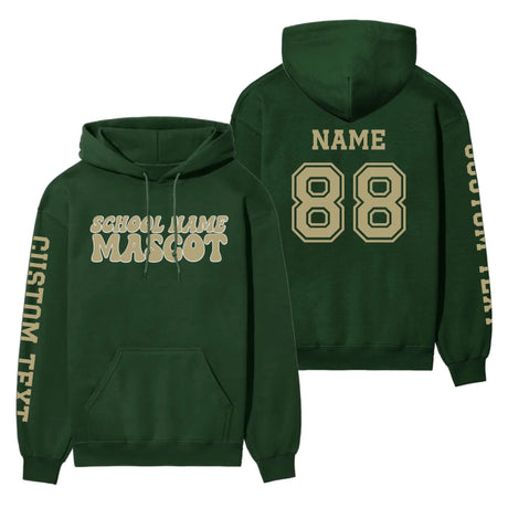 Custom School Spirit on a Hoodie With School and Mascot Name With Retro Design on a Hoodie
