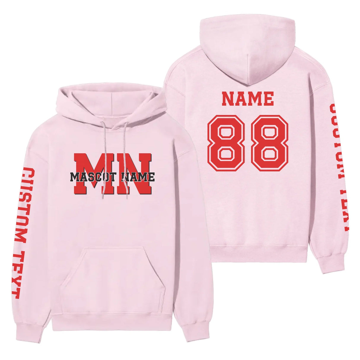 Custom School Mascot on a Hoodie With Initials and Mascot Name on a Hoodie