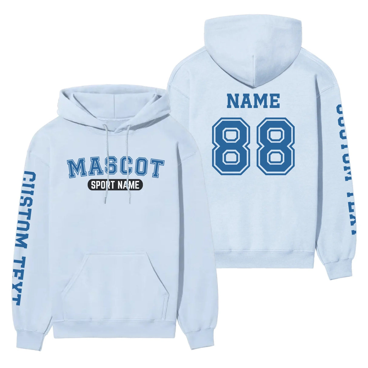 Custom School Spirit on a Hoodie With Mascot and Sport With Classic Design on a Hoodie