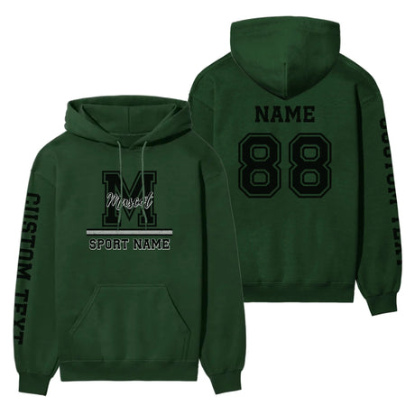 Custom School Mascot on a Hoodie With Large Initial, Mascot & Sport Name on a Hoodie