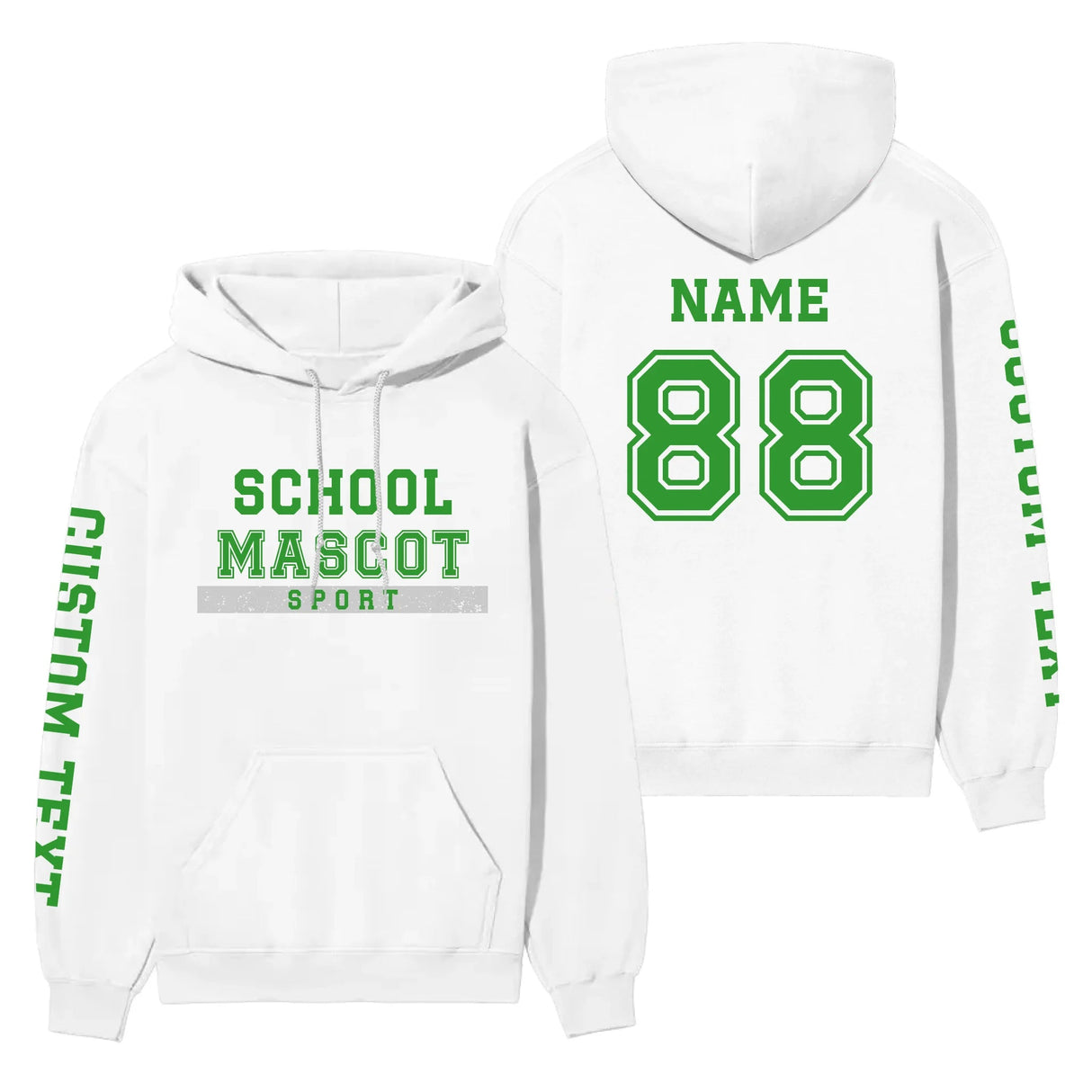 Custom School Spirit on a Hoodie With Mascot & Sport Name With Bold Varsity Design on a Hoodie