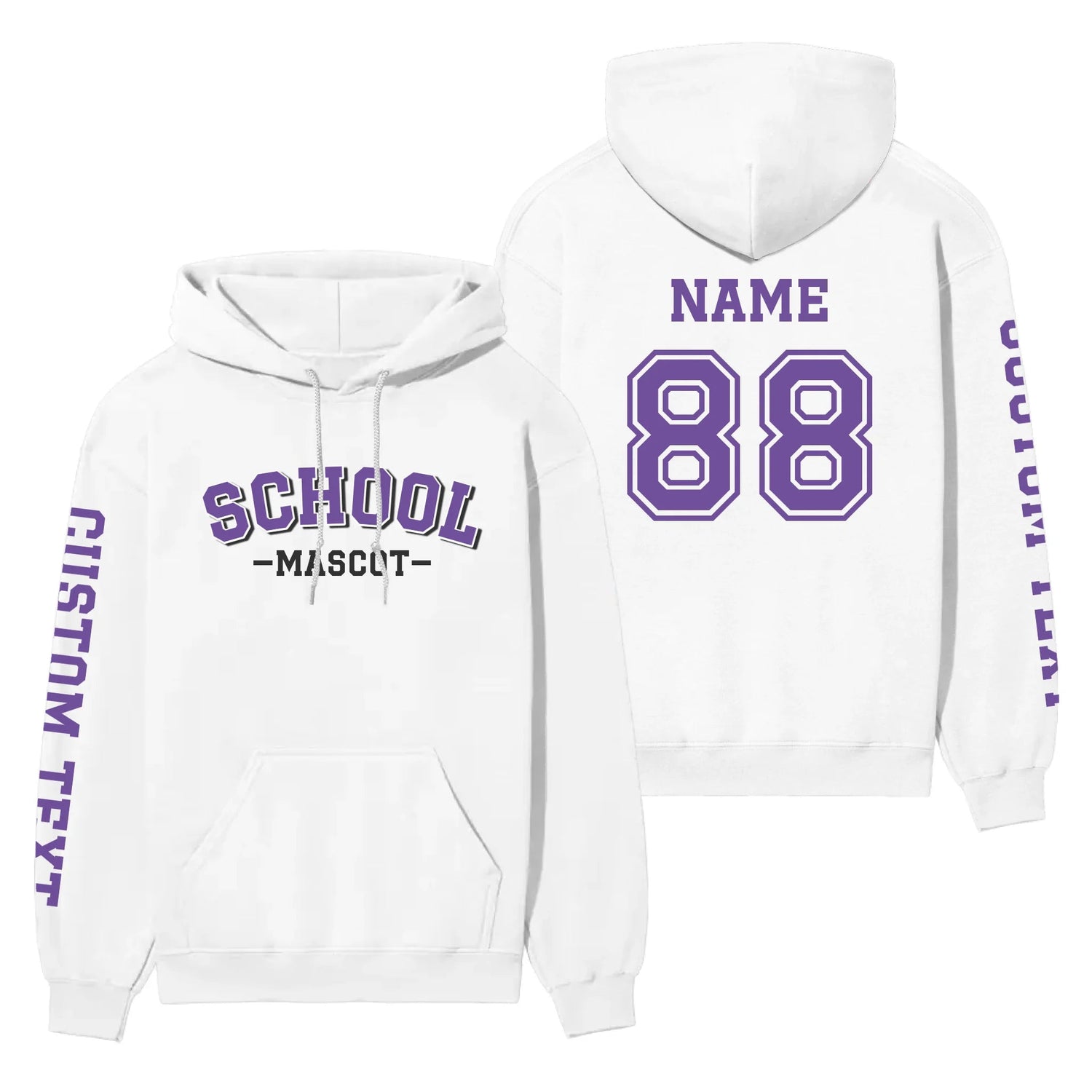 Custom School Spirit on a Hoodie With School and Mascot Name With Classic Arch Design on a Hoodie