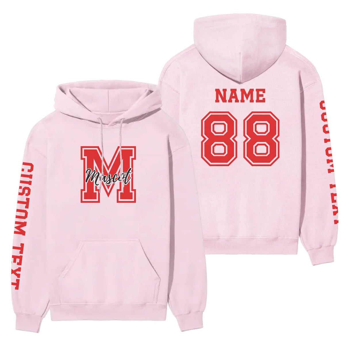 Custom School Mascot on a Hoodie With Large Initial and Mascot Name on a Hoodie