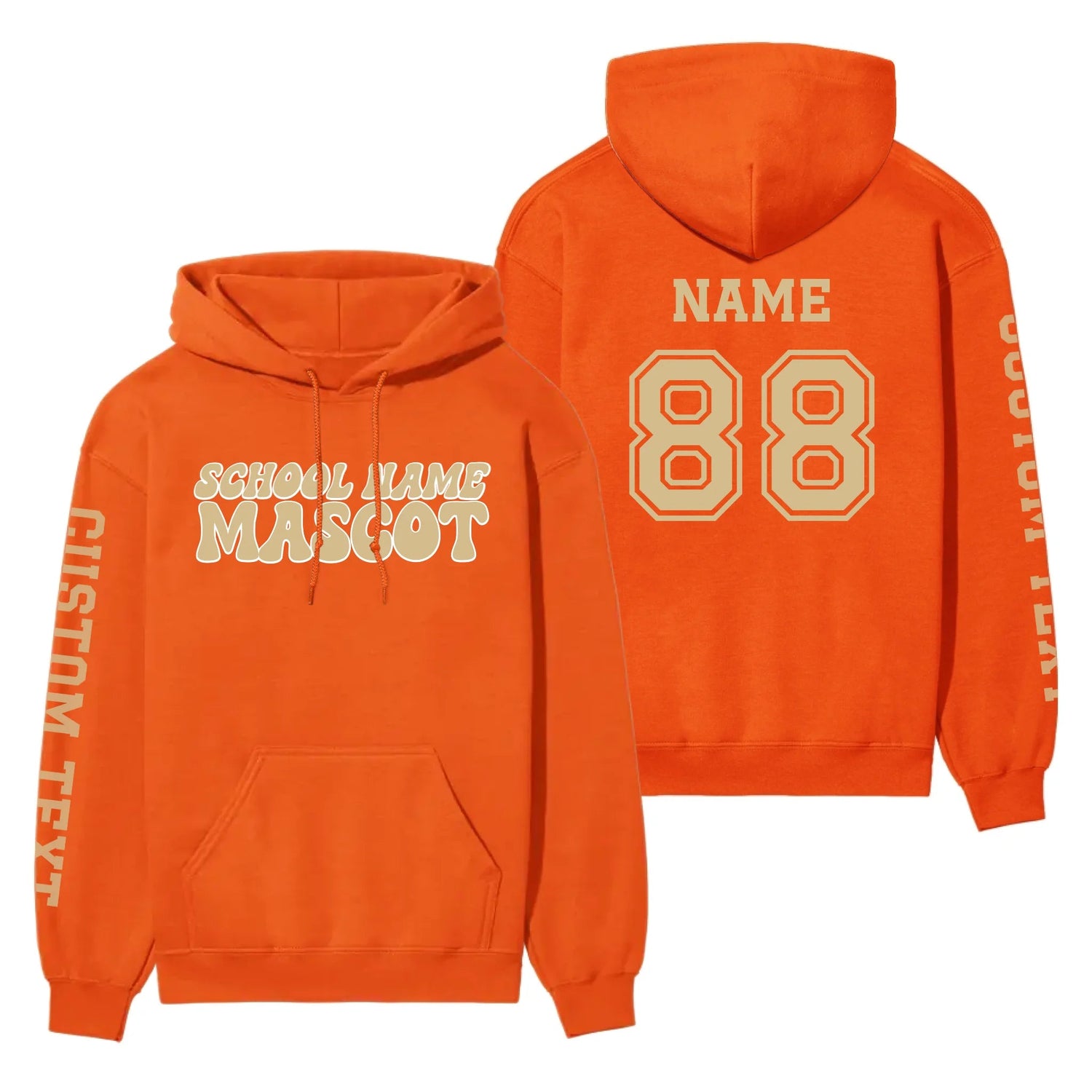 Custom School Spirit on a Hoodie With School and Mascot Name With Retro Design on a Hoodie