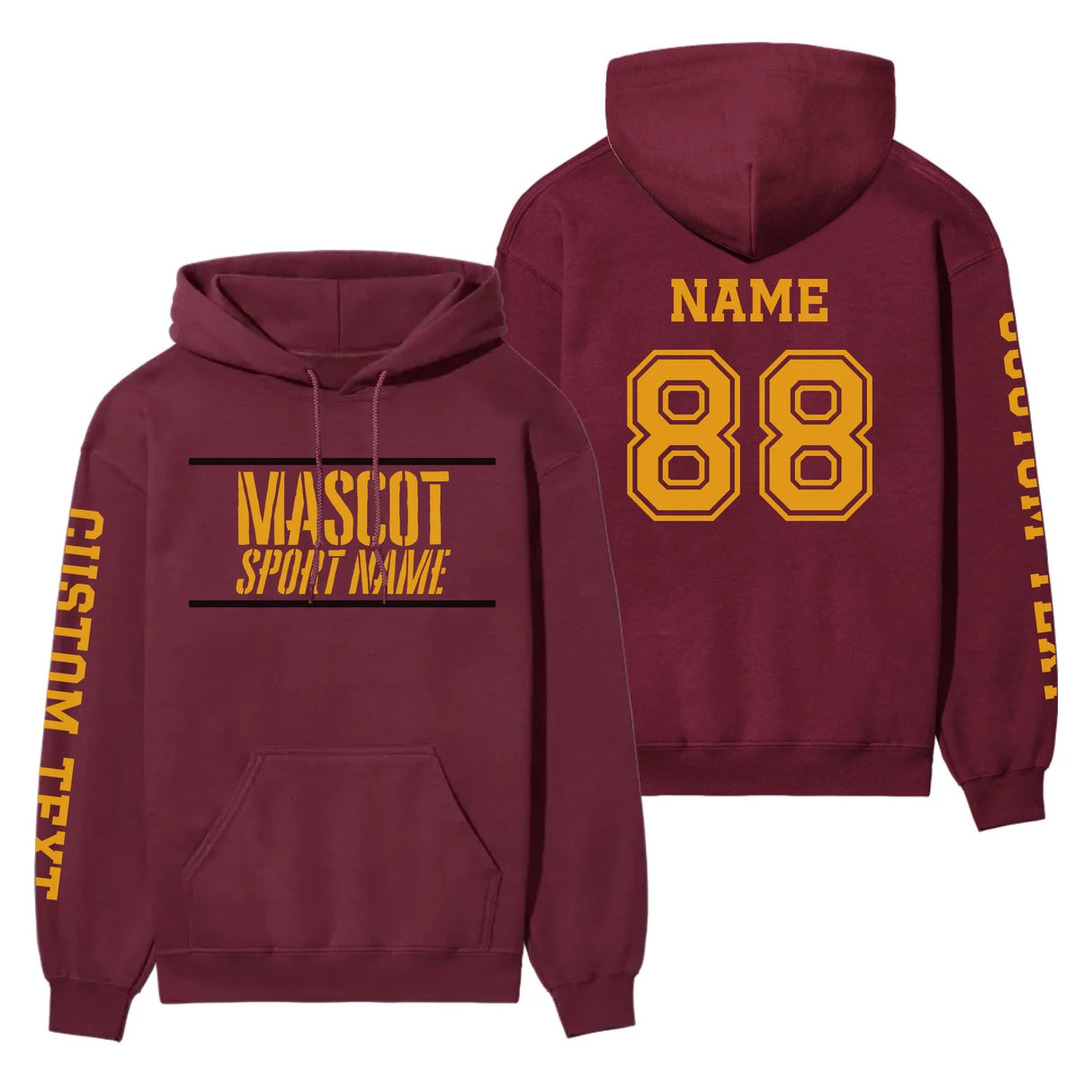 Custom School Spirit on a Hoodie With Mascot and Sport With Stencil Design on a Hoodie