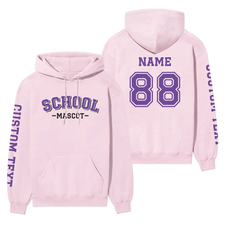 Custom School Spirit on a Hoodie With School and Mascot Name With Classic Arch Design on a Hoodie