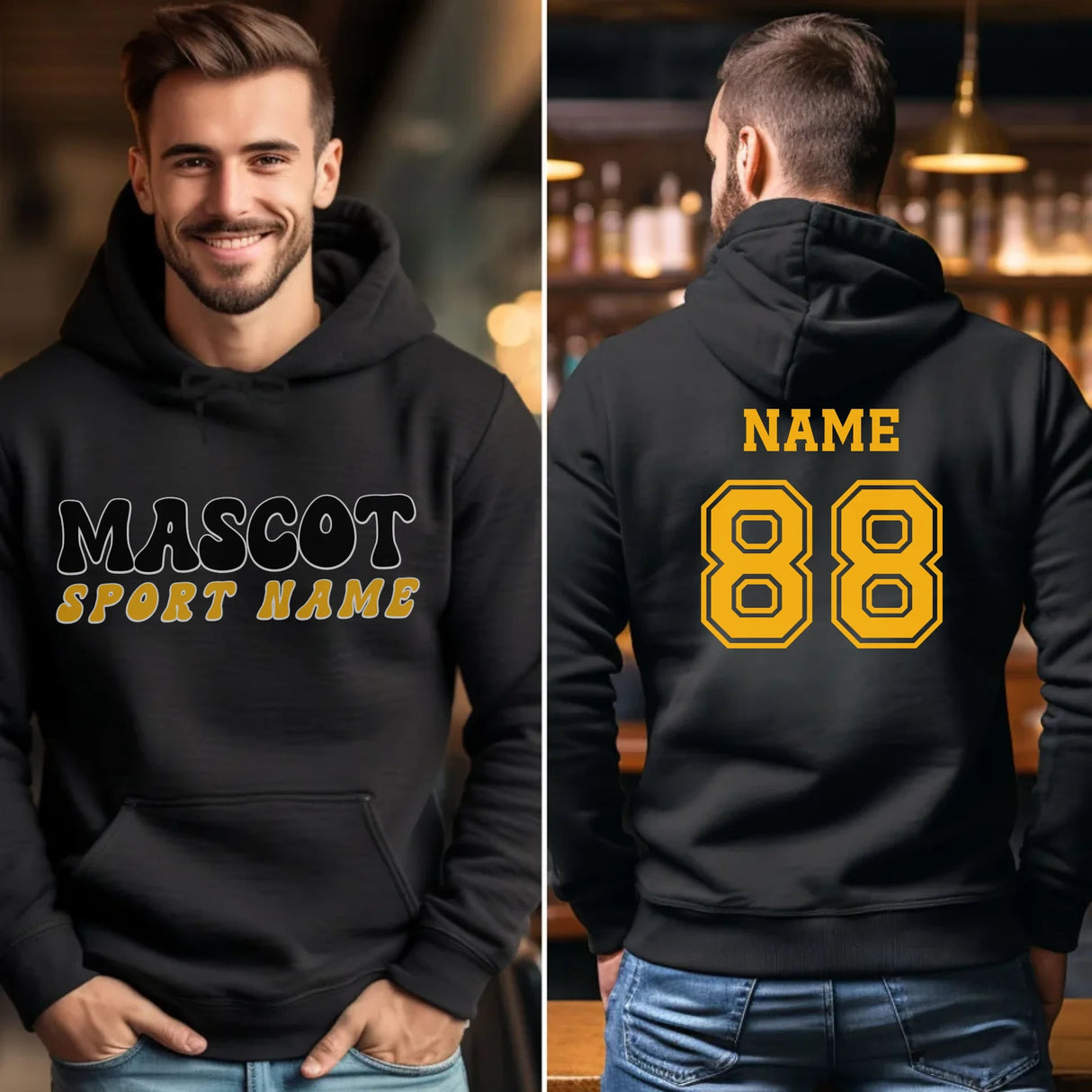 Custom School Spirit on a Hoodie With Mascot and Sport With Retro Design on a Hoodie