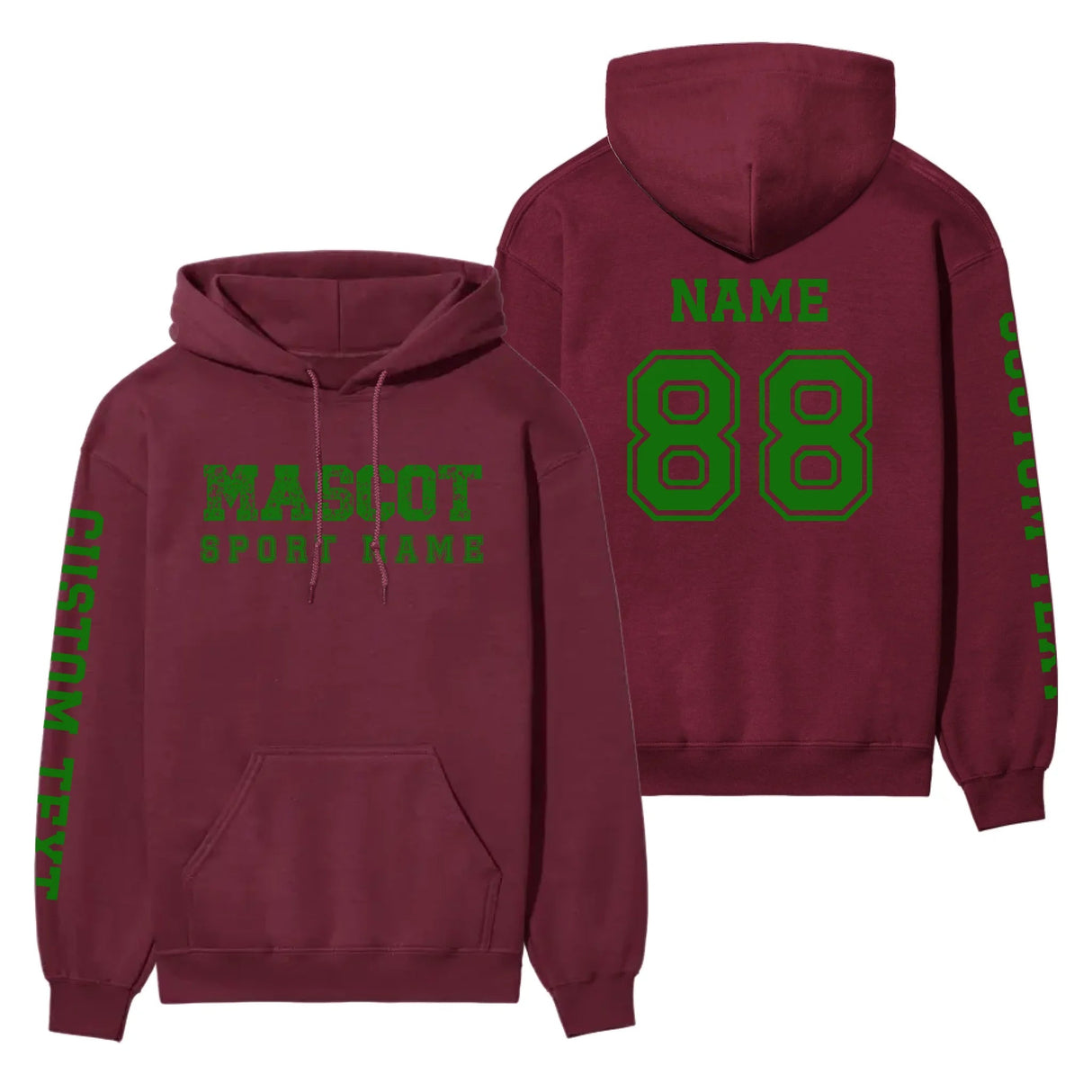 Custom School Spirit on a Hoodie With Mascot and Sport with Grunge and Classic Design on a Hoodie