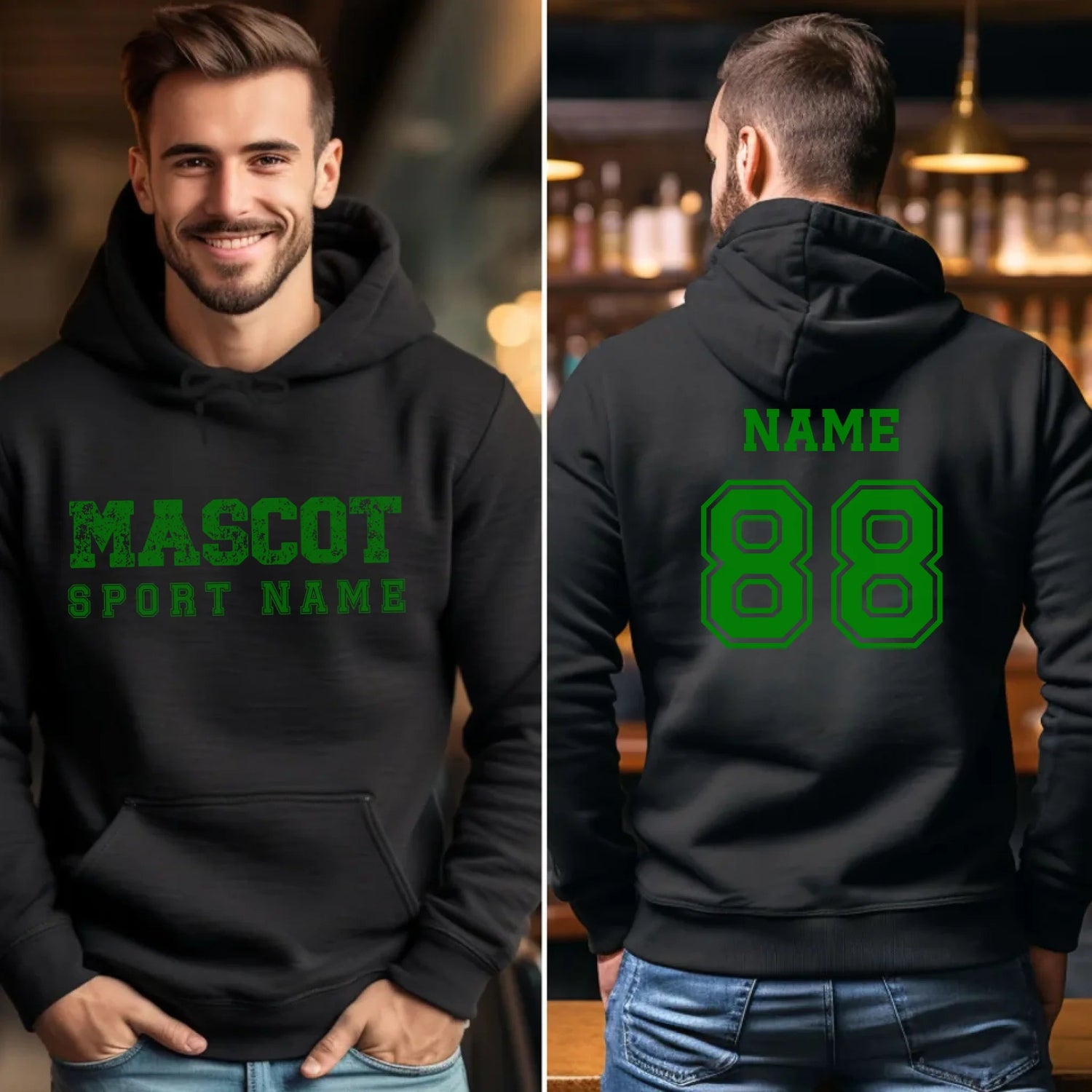 Custom School Spirit on a Hoodie With Mascot and Sport with Grunge and Classic Design on a Hoodie
