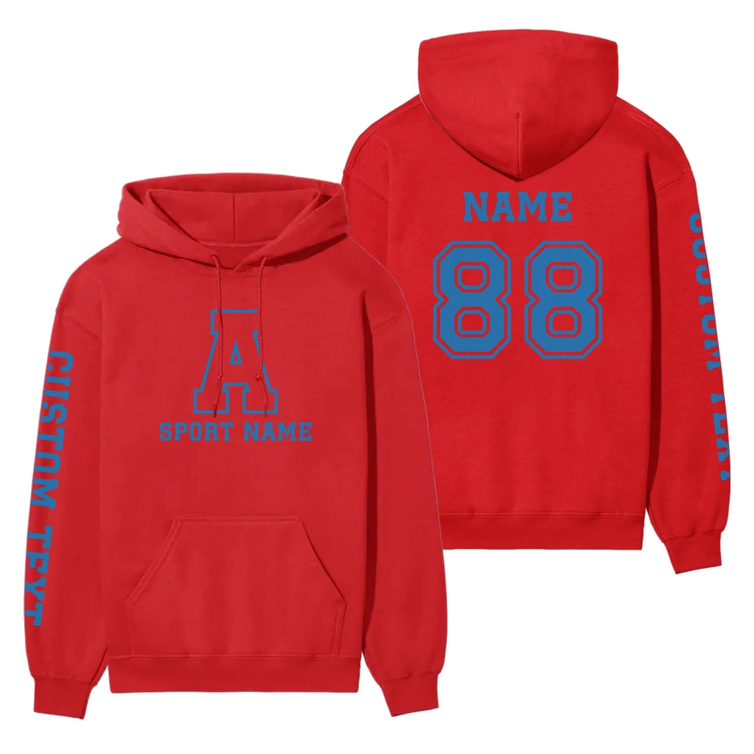 Custom School Spirit on a Hoodie With Initial & Sport With Classic Letter Block Design on a Hoodie