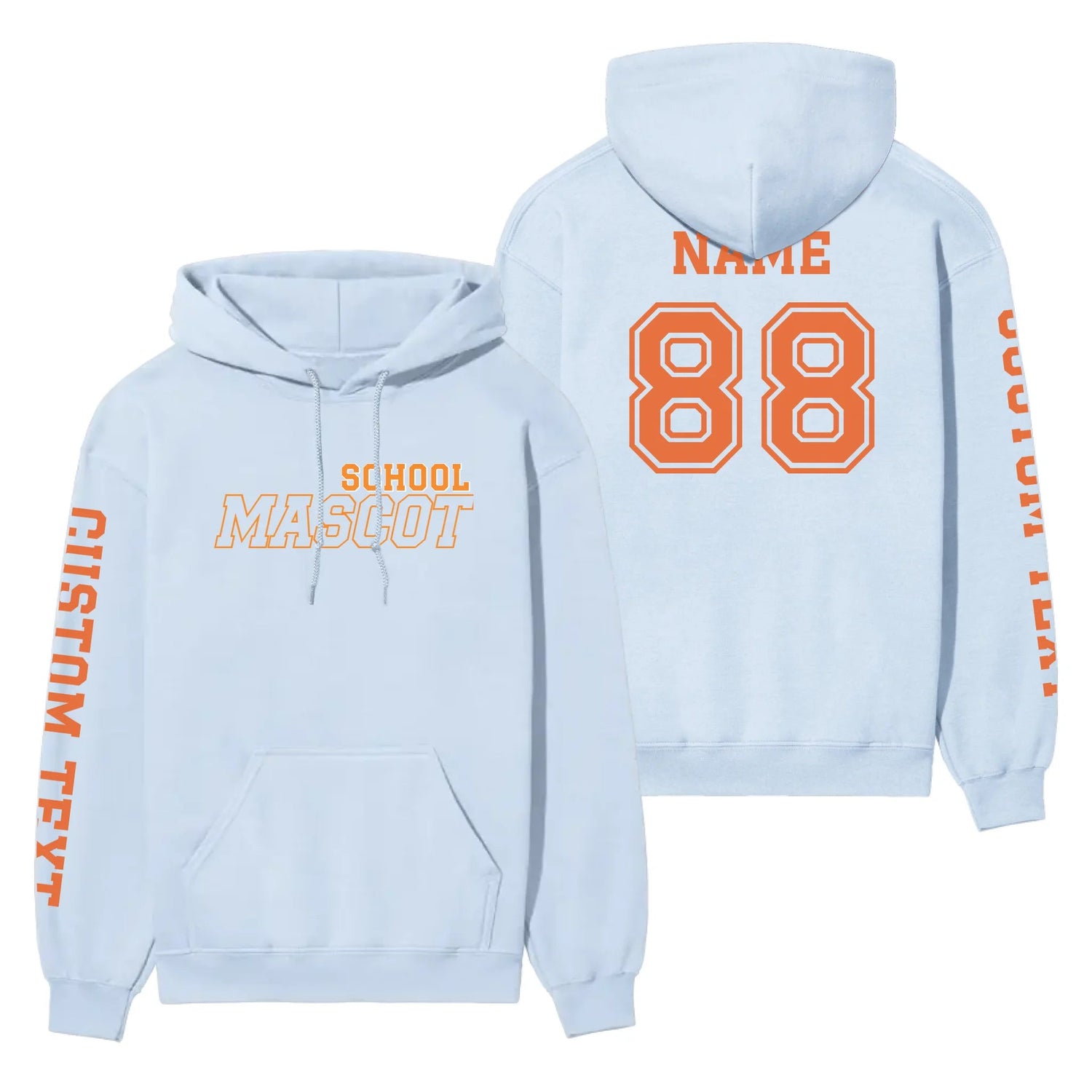 Custom School Spirit on a Hoodie With School and Mascot with Outline Design on a Hoodie