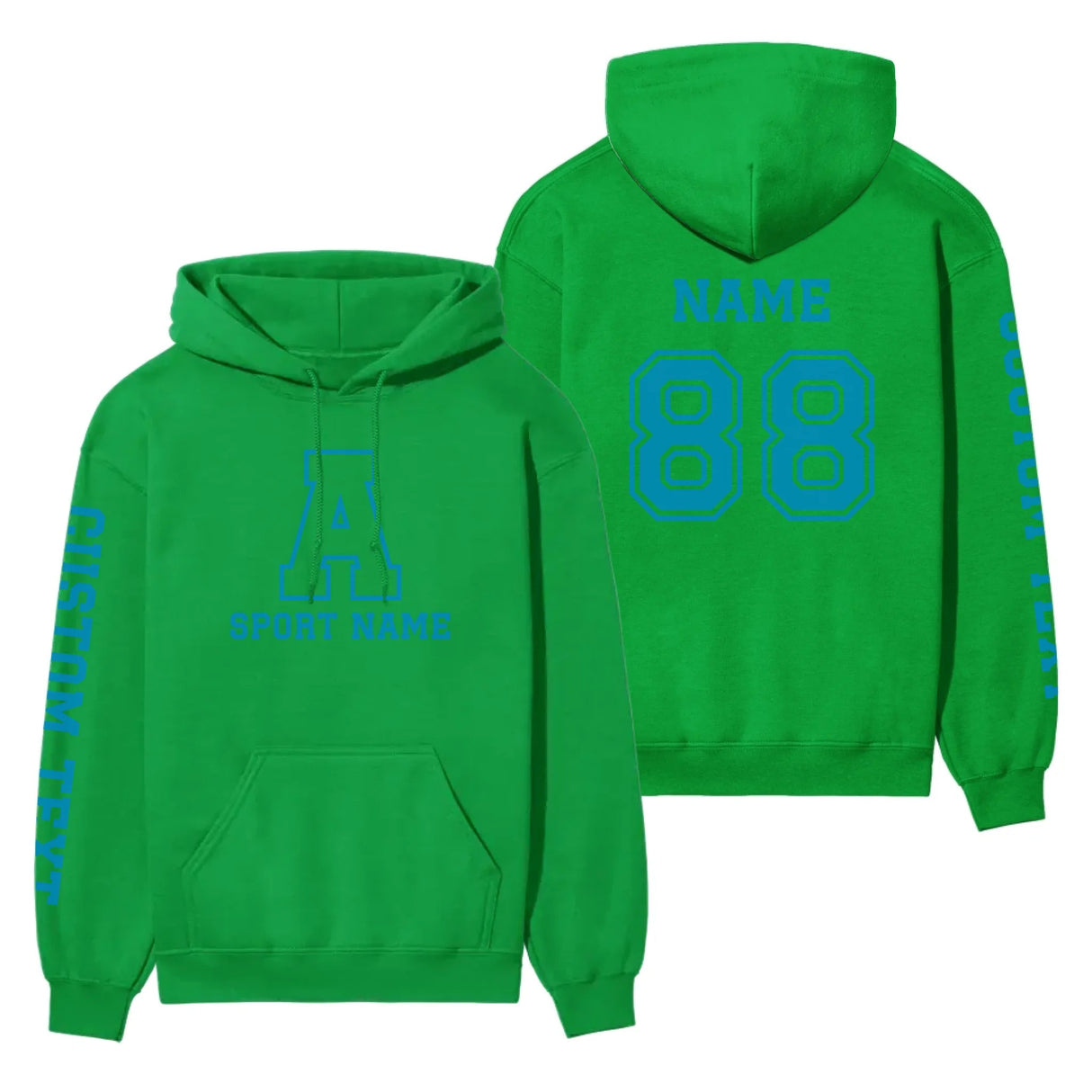 Custom School Spirit on a Hoodie With Initial & Sport With Classic Letter Block Design on a Hoodie