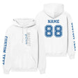 Custom School Spirit on a Hoodie With Mascot & Sport Name With Modern Vertical Design on a Hoodie