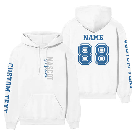 Custom School Spirit on a Hoodie With Mascot & Sport Name With Modern Vertical Design on a Hoodie