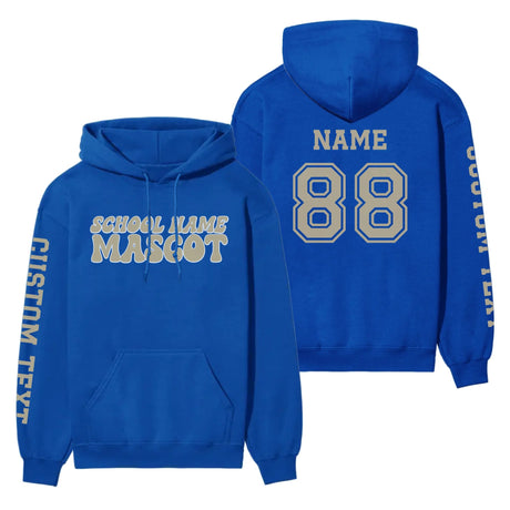 Custom School Spirit on a Hoodie With School and Mascot Name With Retro Design on a Hoodie