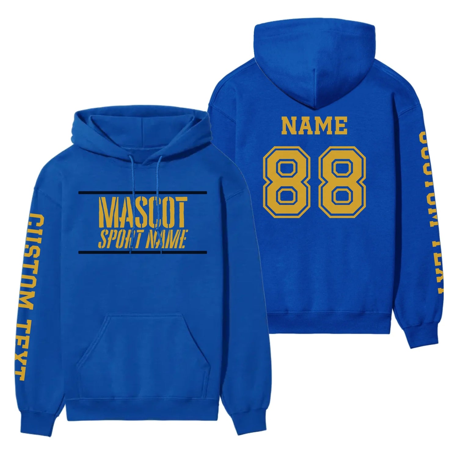 Custom School Spirit on a Hoodie With Mascot and Sport With Stencil Design on a Hoodie