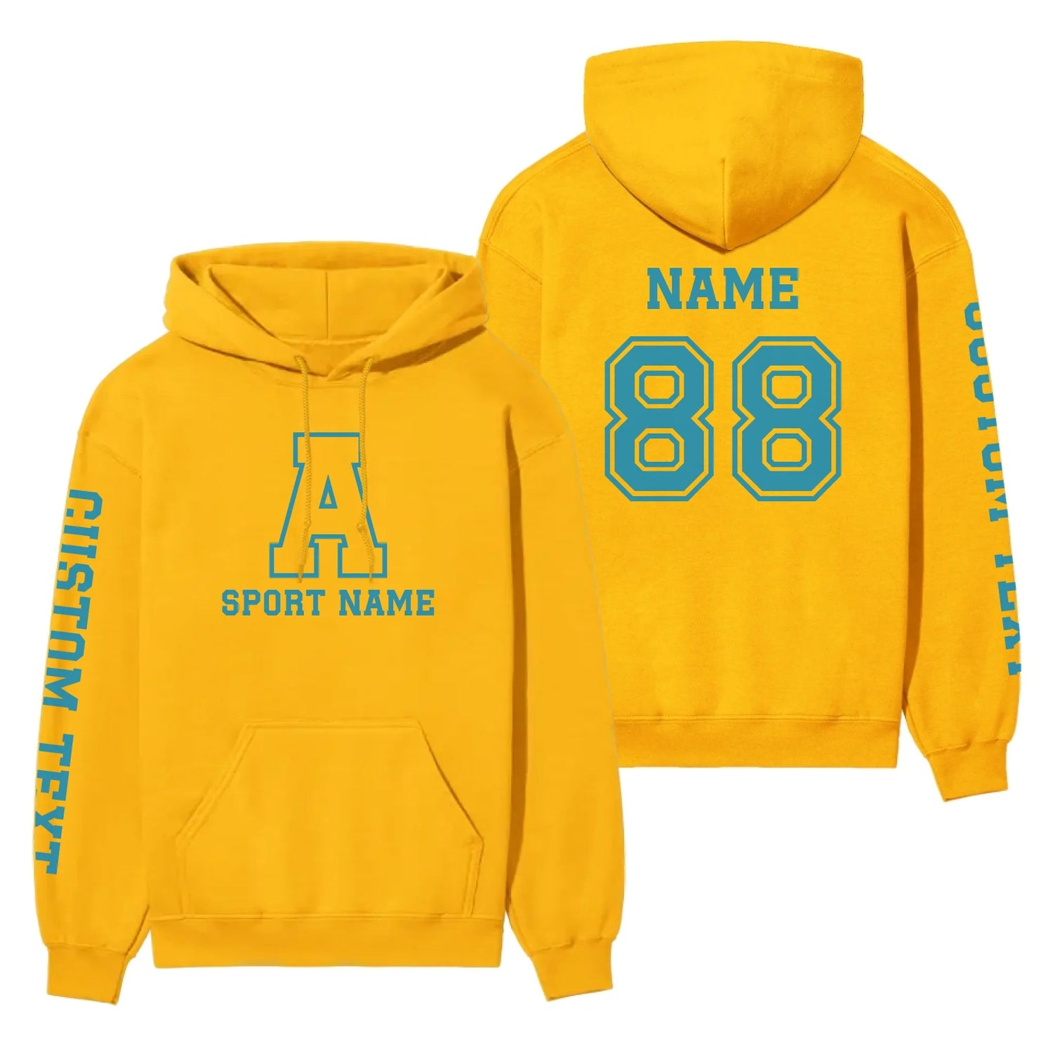 Custom School Spirit on a Hoodie With Initial & Sport With Classic Letter Block Design on a Hoodie